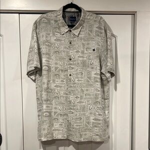 O'Neill Green Casual Button Down Shirt with‎ fish Pattern XL